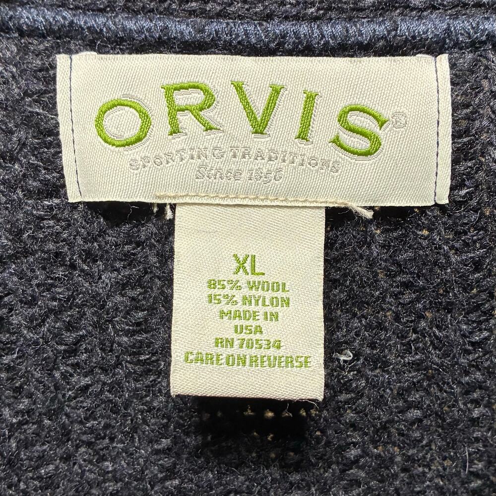 Vtg Orvis Shawl Collar Elbow Patch Wool Cardigan Sweater XL USA Preppy Academia - Picture 4 of 5